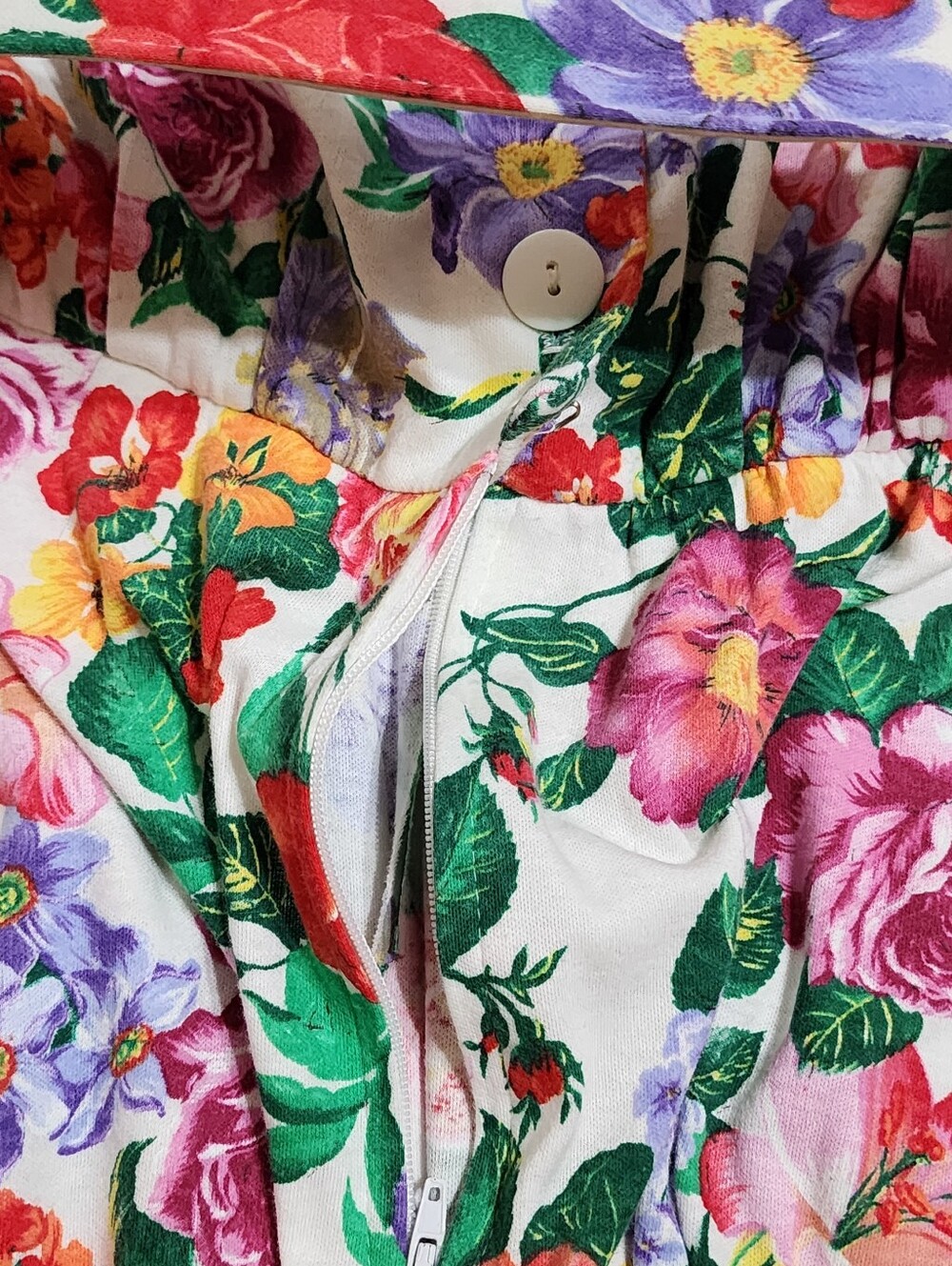 Vtg 80s 90s Floral Fit Flare Dress Belted Full Skirt Cottagecore Garden Party - Picture 8 of 13